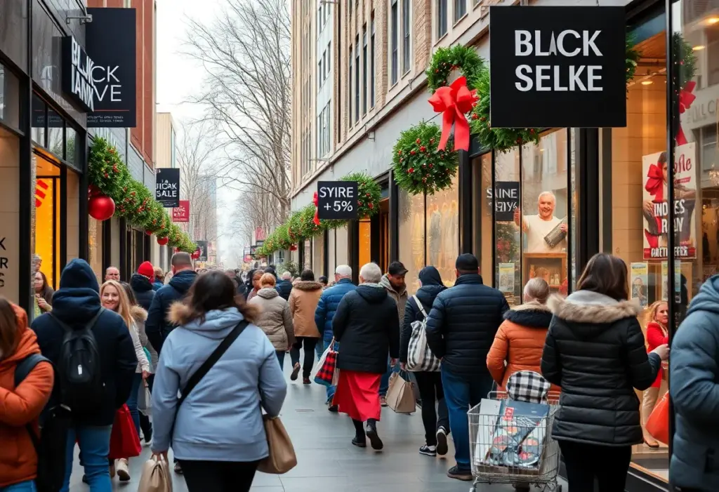 Shoppers outside retailers on Black Friday in Lexington