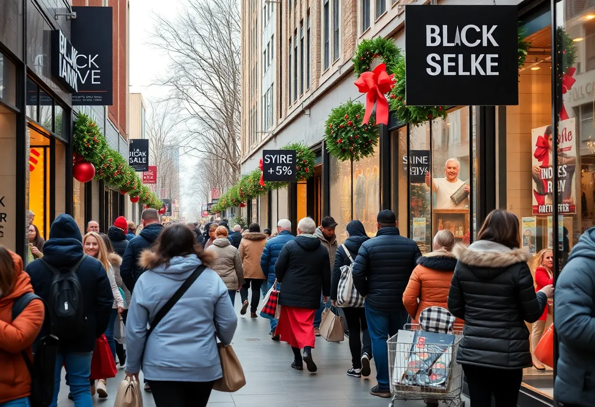 Shoppers outside retailers on Black Friday in Lexington