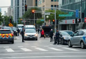 Police investigation at a busy intersection in Lexington