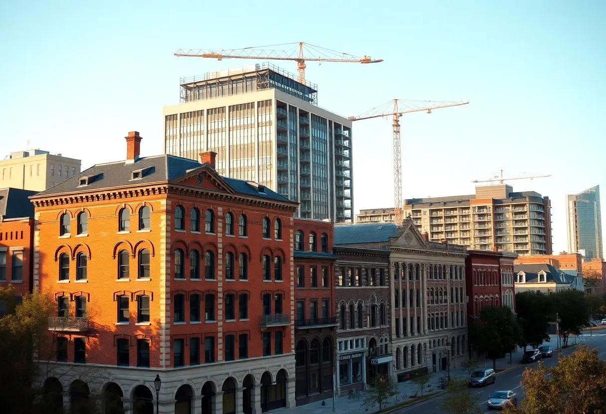 Cityscape of Lexington, KY showing a mix of historic and new buildings