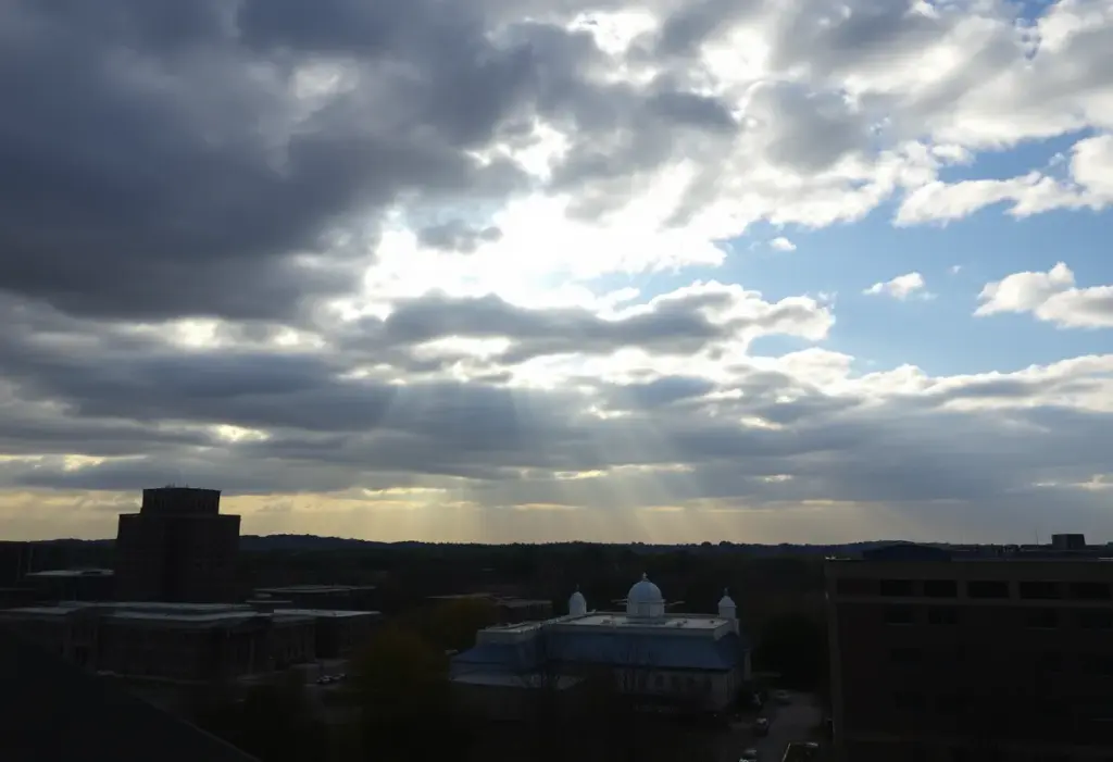 Cloudy sky over Lexington Kentucky on a pleasant November day