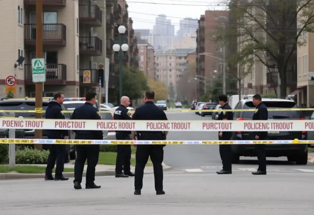 Police investigation at the scene of a shooting in Lexington, Kentucky