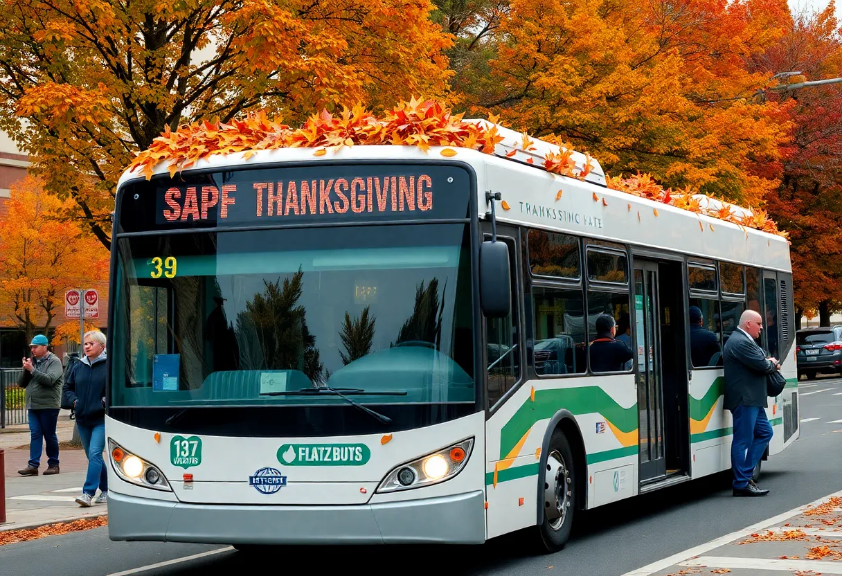 Lextran bus during Thanksgiving offering free rides