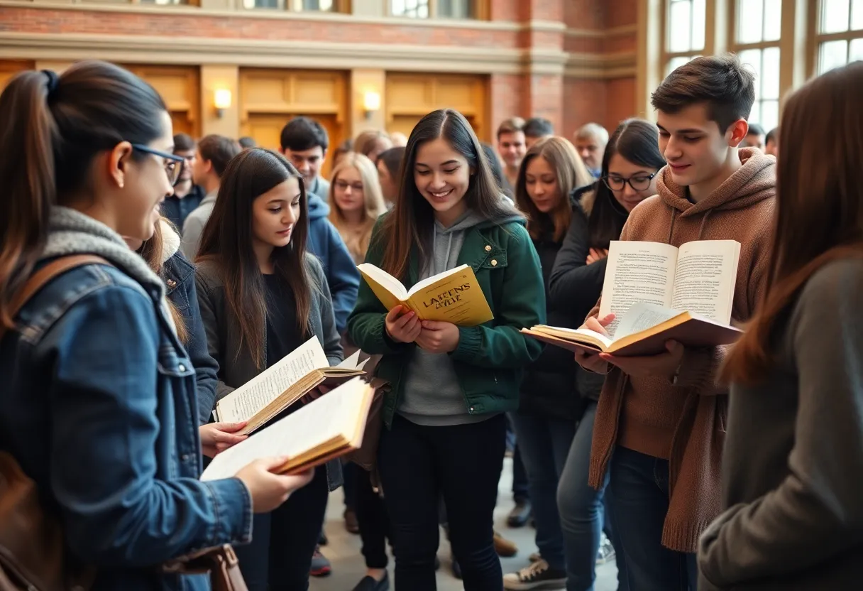 Students presenting at the Live Literature event