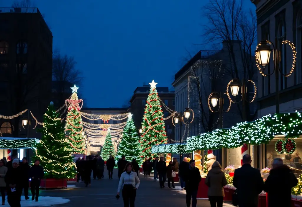 Illuminated holiday festival scene in Louisville