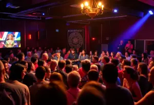 Audience enjoying a live music performance by Magnolia Boulevard at the Friendsgiving Show.