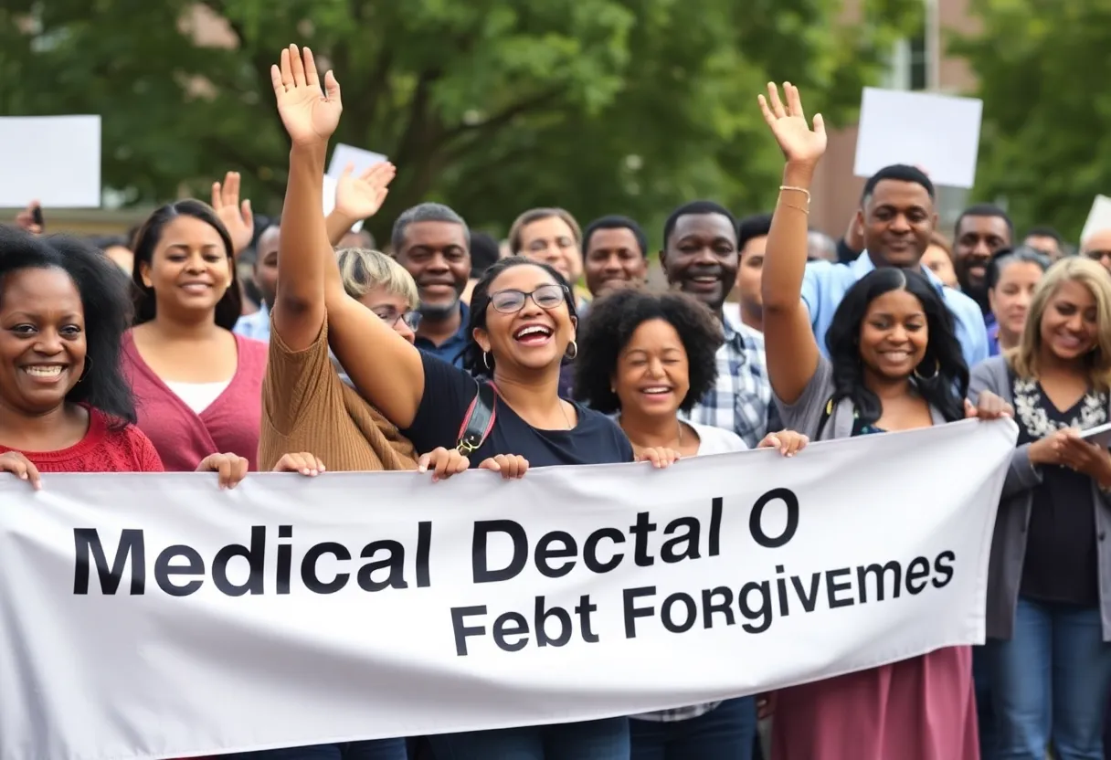 Community gathering in Lexington celebrating medical debt forgiveness