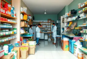 Medical professionals exploring foot health products at John's Run/Walk Shop.