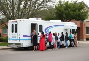 Mobile mammography unit providing breast cancer screenings