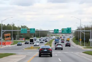 Intersection of New Circle Road and Leestown Road showing reopened exit ramps