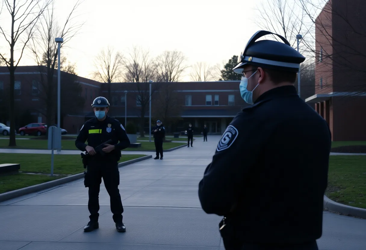 Police presence and heightened security near school campus