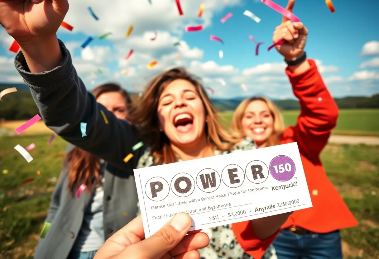 Celebration of a Powerball lottery win in Kentucky