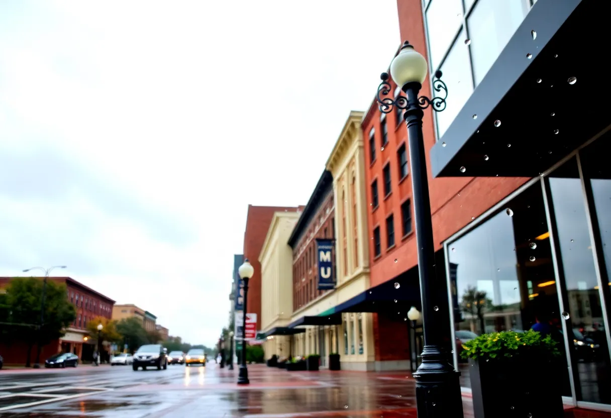 Overcast and rainy landscape of Lexington, Kentucky