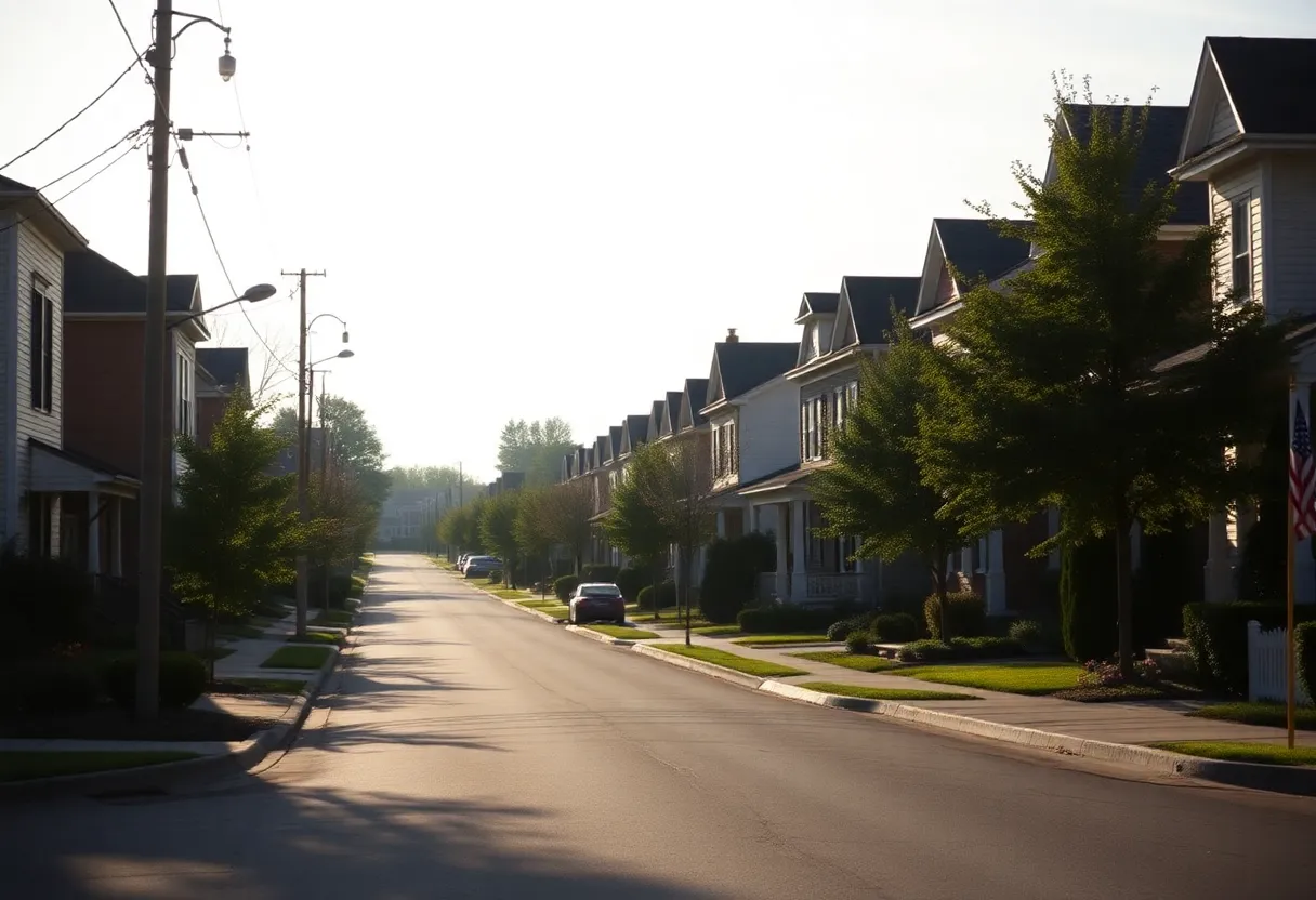 Quiet street in Lexington, Kentucky, where a recent stabbing occurred.