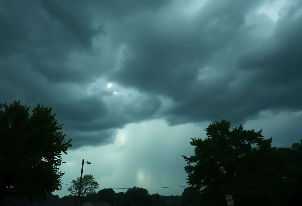 Stormy weather in Lexington, KY with rain and dark clouds