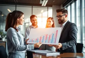 Team discussing financial growth of Somnigroup International