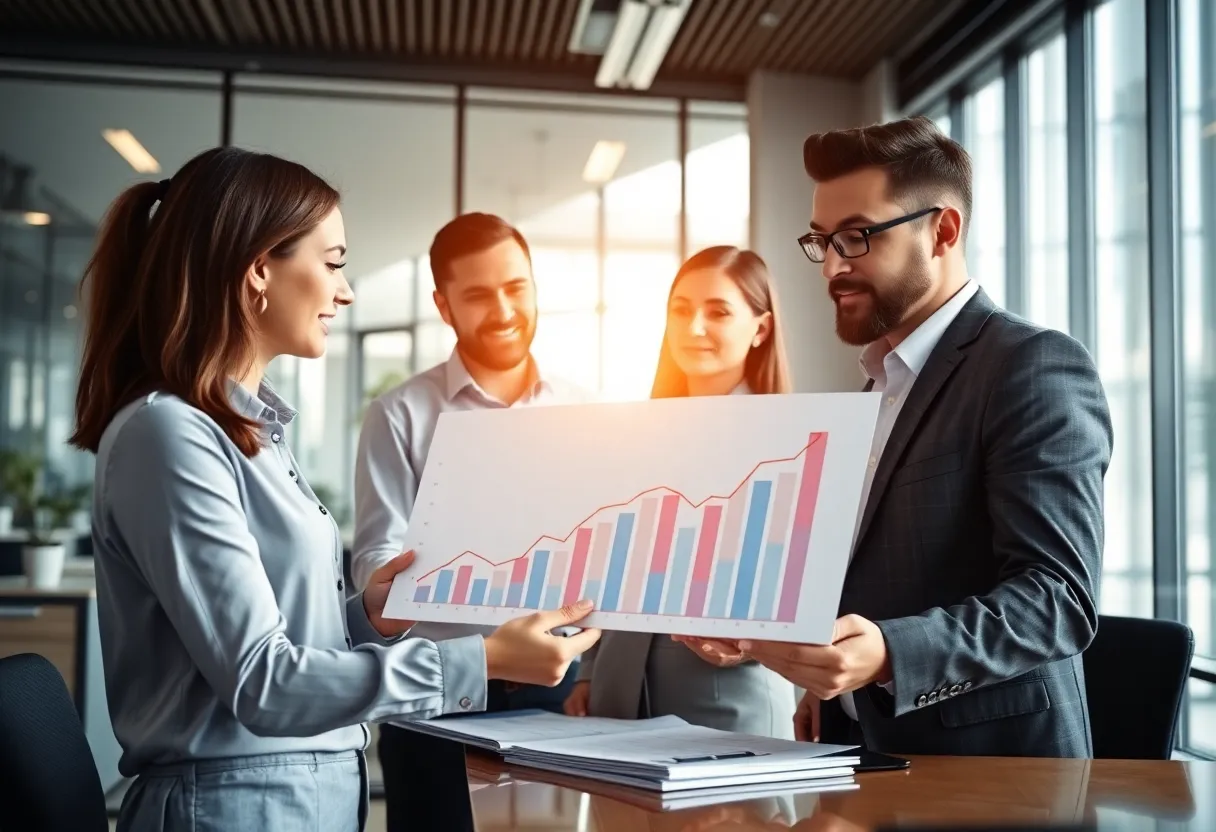 Team discussing financial growth of Somnigroup International