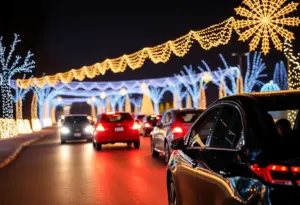 A drive-through display of twinkling lights at the Southern Lights Holiday Festival