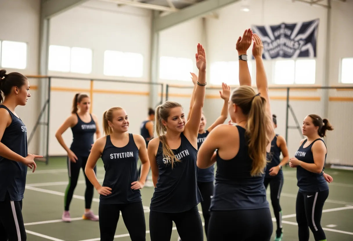 Female athletes participating in the STUNT clinic in Hazard, Kentucky