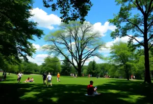 People enjoying outdoor activities in Lexington, KY on a sunny day