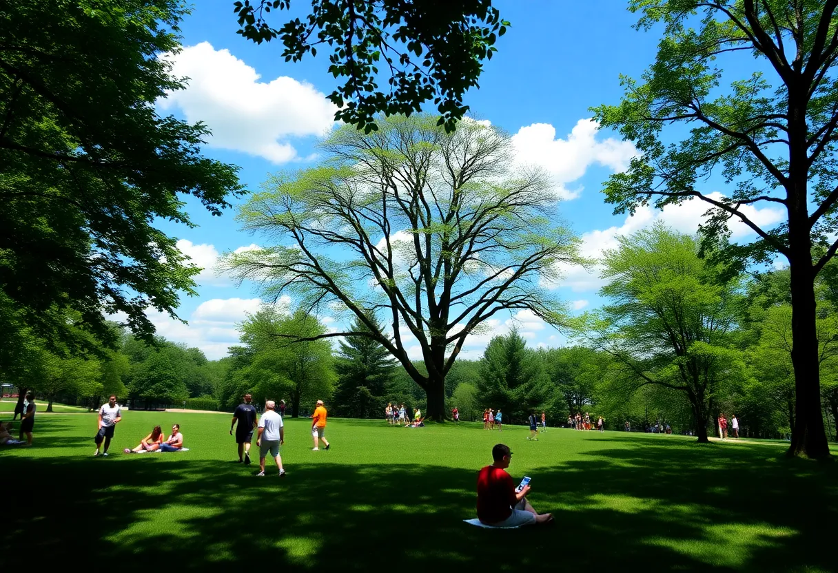 People enjoying outdoor activities in Lexington, KY on a sunny day