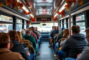 Lexington public transit bus full of passengers on Thanksgiving Day