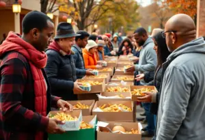 People receiving Thanksgiving meals in Lexington