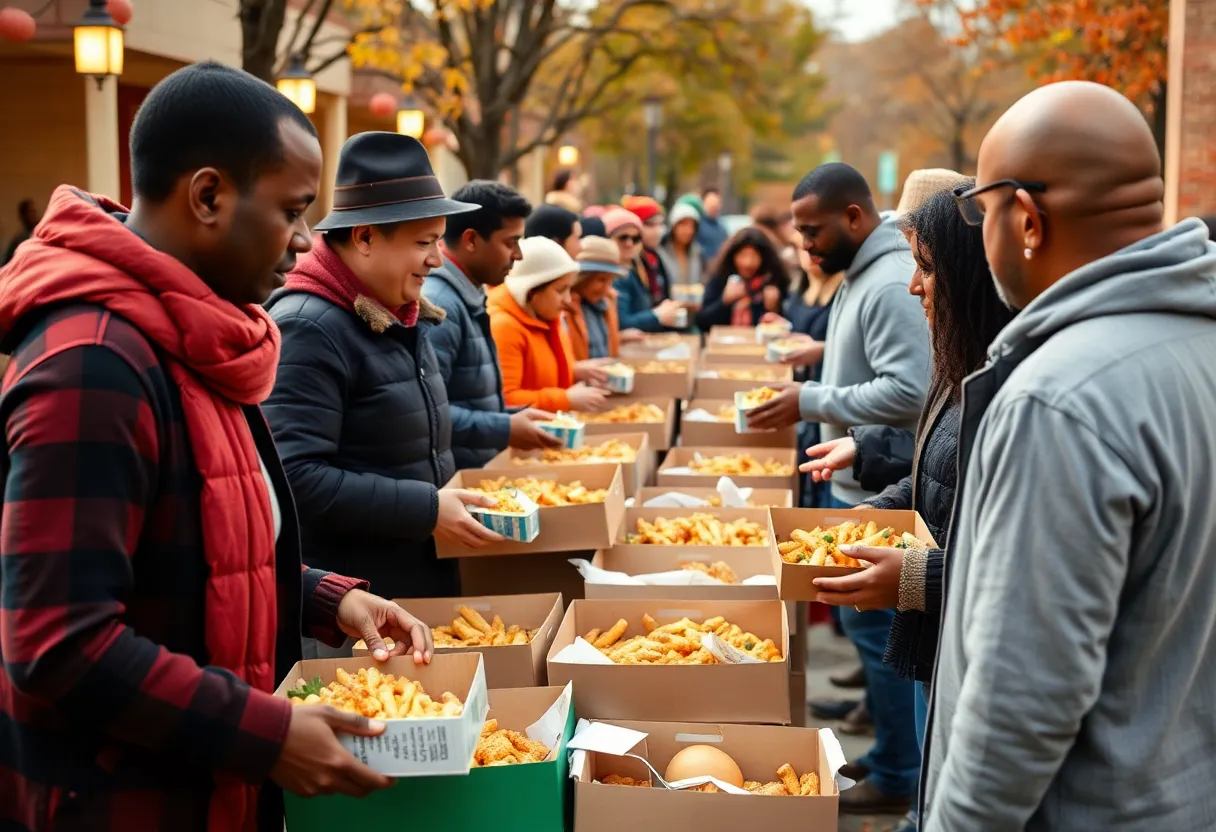 People receiving Thanksgiving meals in Lexington