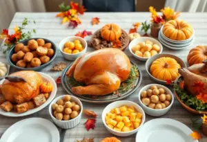 Thanksgiving meal boxes ready for distribution
