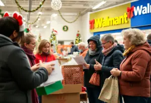 Community engagement at holiday charity event at Walmart