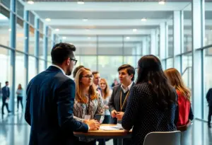 Participants at the UK Leadership Conference discussing leadership topics