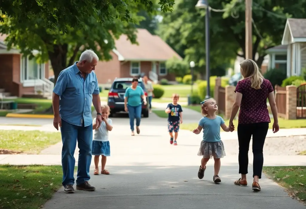 Families enjoying a sunny day in Union, Kentucky neighborhood.