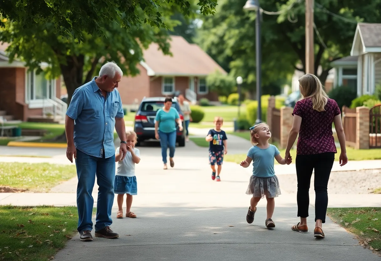 Families enjoying a sunny day in Union, Kentucky neighborhood.