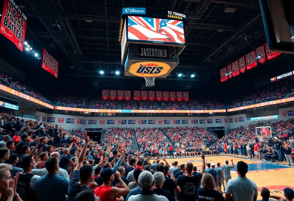 Crowd cheering at a University of Kentucky basketball game