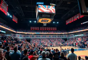 Crowd cheering at a University of Kentucky basketball game