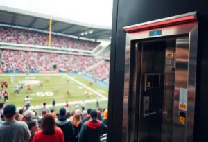 Fans cheering at Kroger Field during a Kentucky football game.