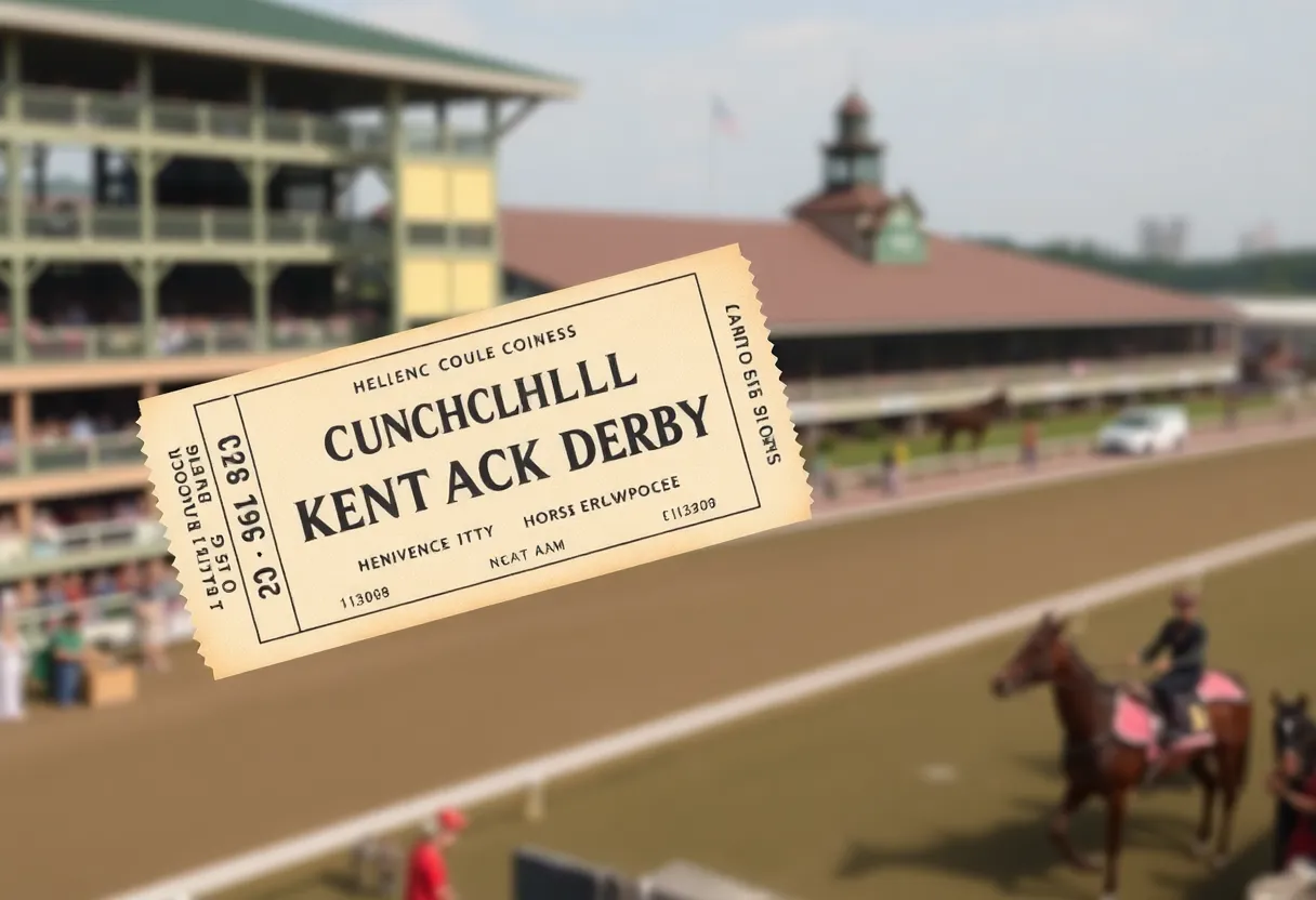 Vintage Kentucky Derby ticket from 1919 displayed