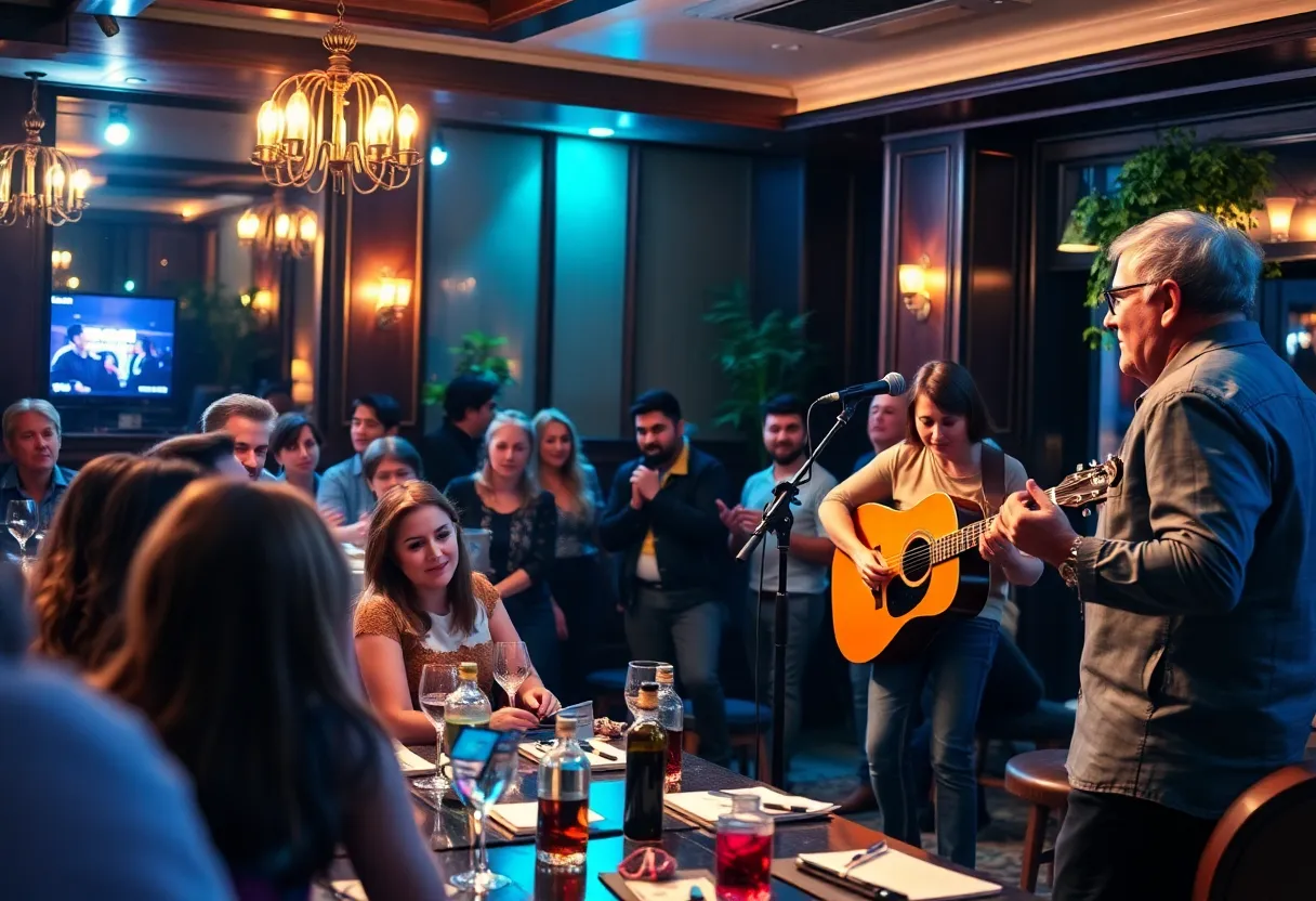 Audience enjoying a live music performance at Jeff Ruby's Steakhouse
