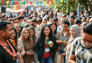 Crowd participating in Bluegrass Gives, a charity fundraising event.