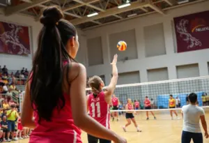 Creighton volleyball team playing in an NCAA match