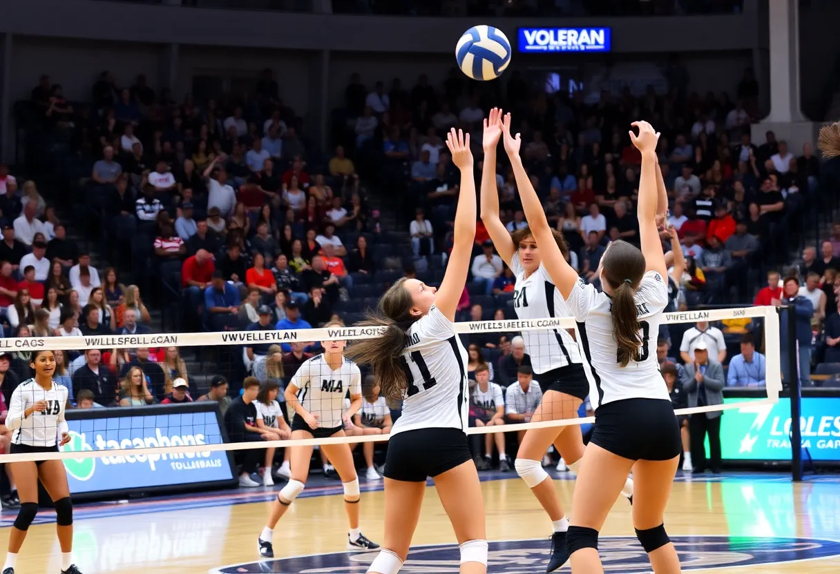 Creighton Volleyball team playing in the Sweet Sixteen match against Arizona State