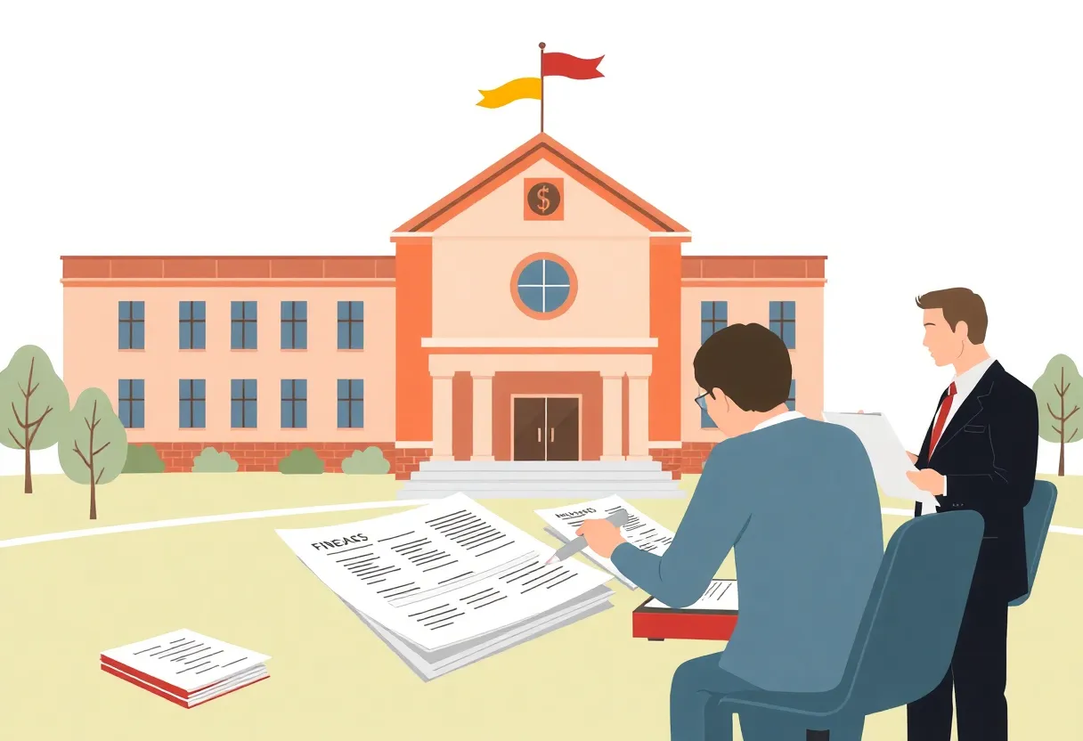 Image of financial audit processes in an educational setting.