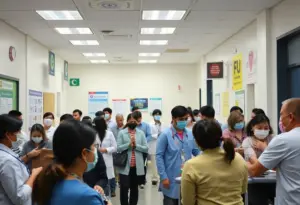 Patients receiving flu shots at a health clinic in Lexington