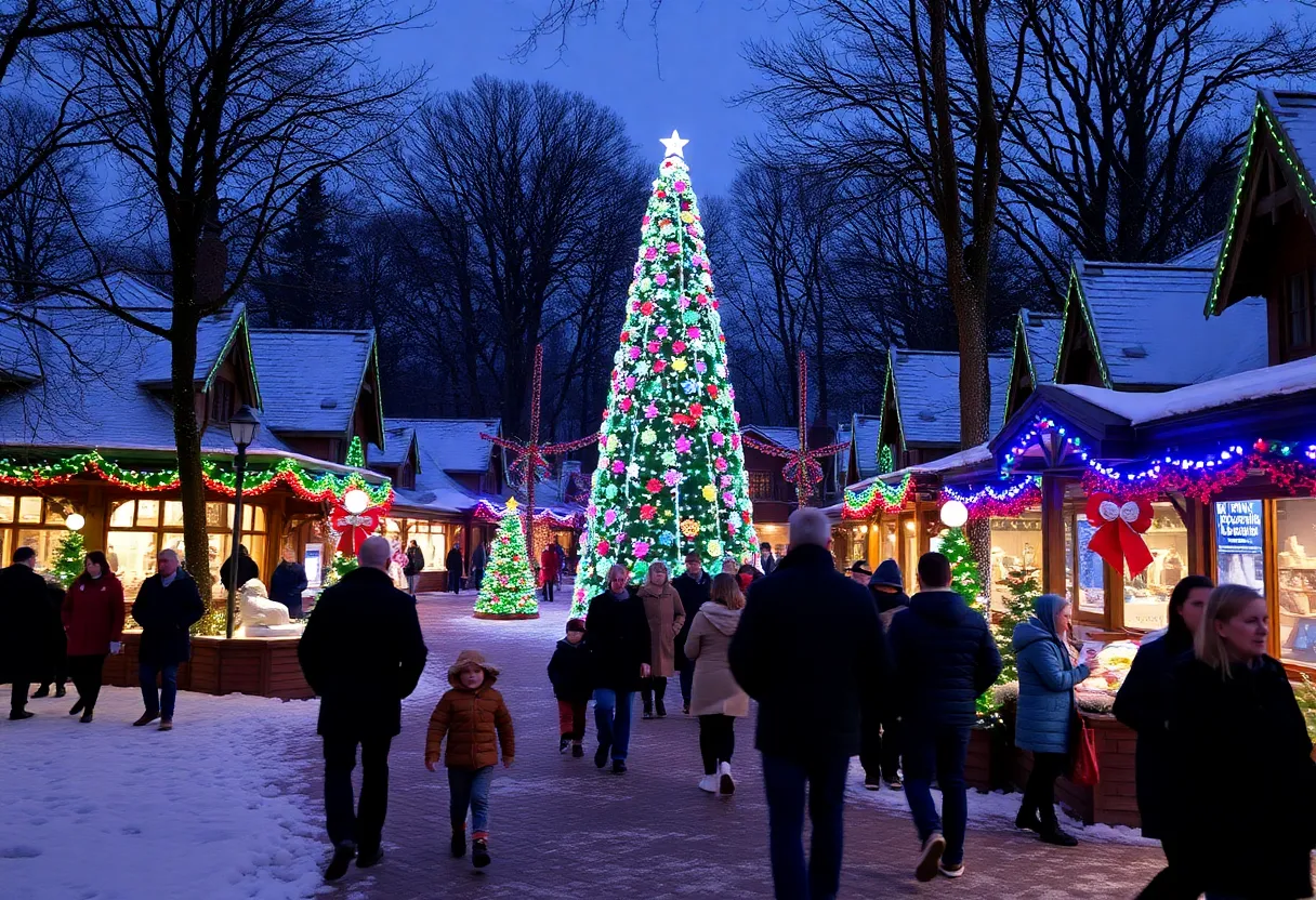 Winter Village with digital Christmas tree at Gatton Park