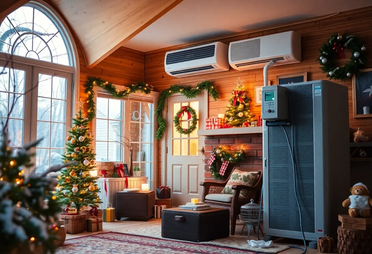 Installation of HVAC system as part of the Gift of Heat program in a Lexington home during winter.
