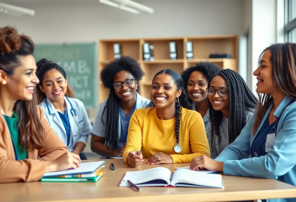 Students participating in a health care education program
