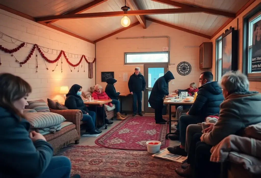Interior of The Hope Center during winter providing warm shelter