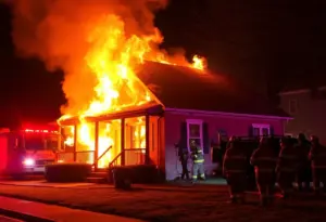 Firefighters responding to a house fire in Lexington, KY.