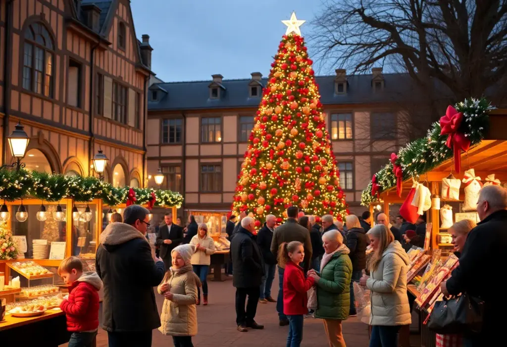 Families celebrating at the Illumination at Ashland event with a Christmas tree in the background.