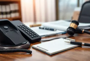 Legal office with investigation documents